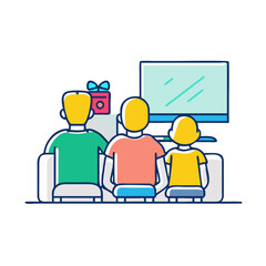 family watching tv vector icon, family watching tv vector illustration -simple illustration of family watching tv, perfect for family watching tv logos and icons and themed design 