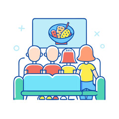 family movie night vector icon, family movie night vector illustration -simple illustration of family movie night, perfect for family movie night logos and icons and themed design 