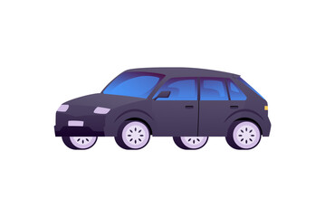 Vector illustration of gray passenger car in flat cartoon style.