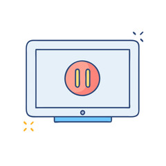 pause button on tv vector icon, pause button on tv vector illustration -simple illustration of pause button on tv, perfect for pause button on tv logos and icons and themed design 