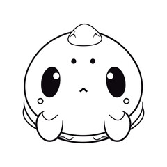 Cute cartoon baby Toad kawai Black and white vector illustration for coloring book.