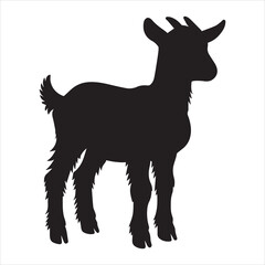 Goat standing silhouette vector illustration, ‎Domestic Goat animal clipart Design
