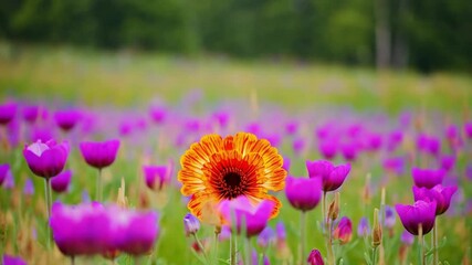 Colorful Flowers Bloom in Vibrant Field Showcasing Nature's Beauty During Spring Season