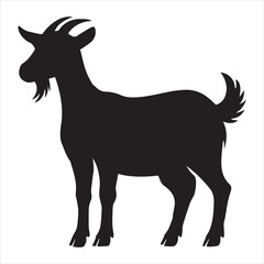 Goat standing silhouette vector illustration, ‎Domestic Goat animal clipart Design
