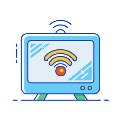 tv with wi fi symbol vector icon, tv with wi fi symbol vector illustration -simple illustration of tv with wi fi symbol, perfect for tv with wi fi symbol logos and icons and themed design 