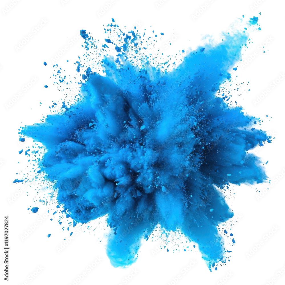 Poster dynamic blue powder explosion studio setting high-quality image artistic background close-up perspec