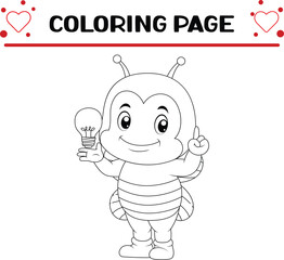 cute bee coloring page. insect coloring book page