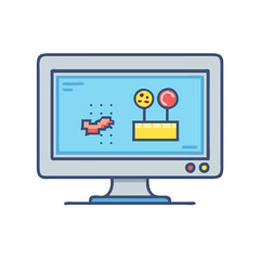 tv screen with a video game icon, tv screen with a video game vector,