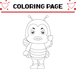 cute bee coloring page. insect coloring book page