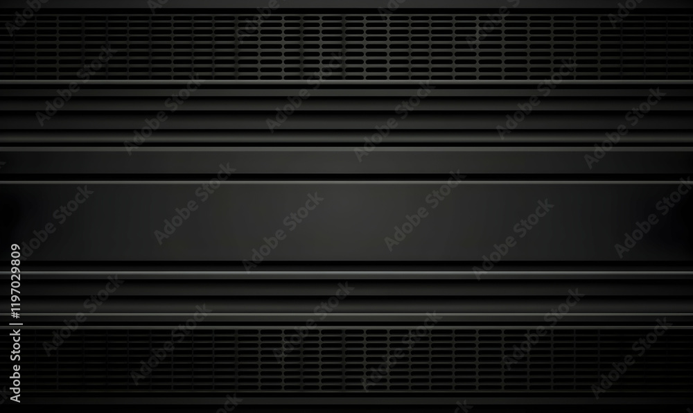 Poster abstract dark grey metallic texture background with repeating perforated patterns. ideal for industr