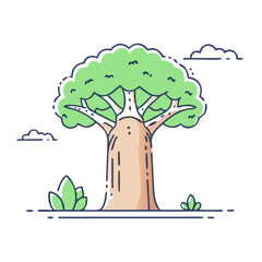 baobab tree vector icon, baobab tree vector illustration -simple illustration of baobab tree, perfect for baobab tree logos and icons and themed design 