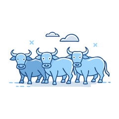buffalo herd vector icon, buffalo herd vector illustration -simple illustration of buffalo herd, perfect for buffalo herd logos and icons and themed design 