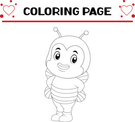 cute bee coloring page. insect coloring book page