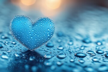 Fototapeta premium Love heart with water drops and splashes