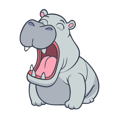 hippo yawning vector icon, hippo yawning vector illustration -simple illustration of hippo yawning, perfect for hippo yawning logos and icons and themed design 