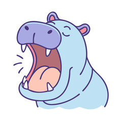 hippo yawning vector icon, hippo yawning vector illustration -simple illustration of hippo yawning, perfect for hippo yawning logos and icons and themed design 