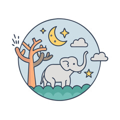 night safari vector icon, night safari vector illustration -simple illustration of night safari, perfect for night safari logos and icons and themed design 