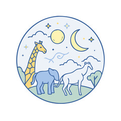 night safari vector icon, night safari vector illustration -simple illustration of night safari, perfect for night safari logos and icons and themed design 