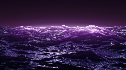 Fototapeta premium Purple, glowing, wavy landscape at night.
