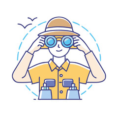 safari guide with binoculars icon, safari guide with binoculars vector, 