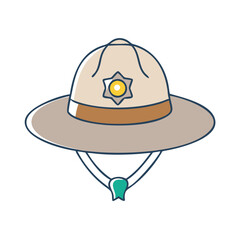 safari hat with badge vector icon, safari hat with badge vector illustration -simple illustration of safari hat with badge, perfect for safari hat with badge logos and icons and themed design 