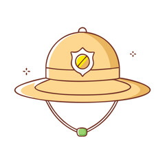 safari hat with badge vector icon, safari hat with badge vector illustration -simple illustration of safari hat with badge, perfect for safari hat with badge logos and icons and themed design 