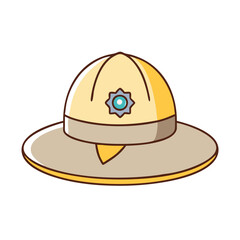 safari hat with badge vector icon, safari hat with badge vector illustration -simple illustration of safari hat with badge, perfect for safari hat with badge logos and icons and themed design 