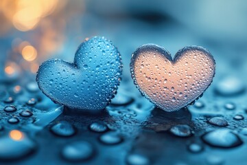 Fototapeta premium Love heart with water drops and splashes