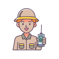 Fototapeta premium safari ranger with radio icon, safari ranger with radio vector,