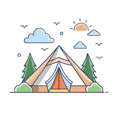 safari tent camp vector icon, safari tent camp vector illustration -simple illustration of safari tent camp, perfect for safari tent camp logos and icons and themed design 