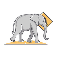 wild elephant crossing road icon, wild elephant crossing road vector
