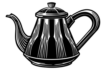  Ceramic Coffee-pot on white background vector art illustration