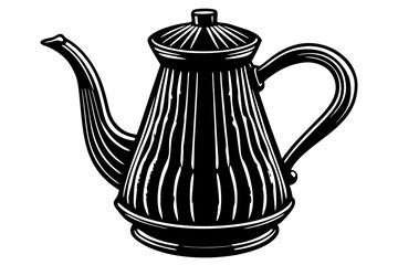  Ceramic Coffee-pot on white background vector art illustration