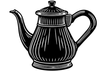  Ceramic Coffee-pot on white background vector art illustration