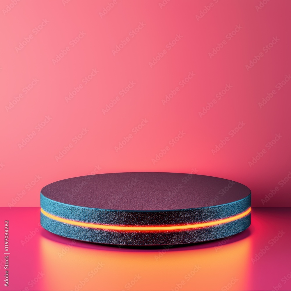Poster minimalist platform with ambient lighting on a gradient background