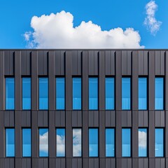 Modern Architectural Design with Cloudy Sky and Reflection Effects