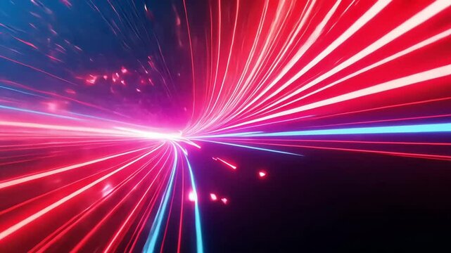 Abstract background with glowing fiber optic cables and light trails for telecom branding, 5G ads, and tech marketing templates
