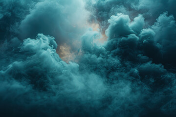 Fototapeta premium A vibrant green smoke bomb fills the air, producing dramatic effects as it disperses amidst a low-light environment, enhancing the ambiance of the gathering at dusk.