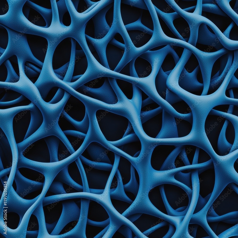 Poster intricate blue network pattern on dark background for abstract design