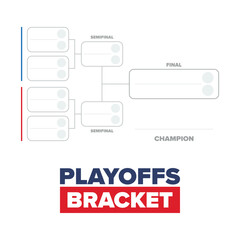 Playoffs bracket. Playoffs grid. Sport tournament bracket. Game and competition schedule. Season final. Team and players. Championship winner. Match score. Vector poster