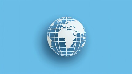 Fototapeta premium A simple globe icon with continents outlined in tan, on a blue background.