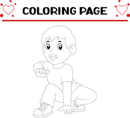 cute diverse children coloring page for kids