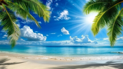 Summer Resort Beach Sea Relax Travel Vacation Palm Tropic Copy Space