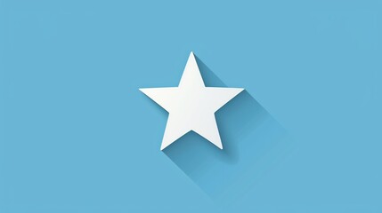 Obraz premium A white star with a long shadow on a light blue background.
