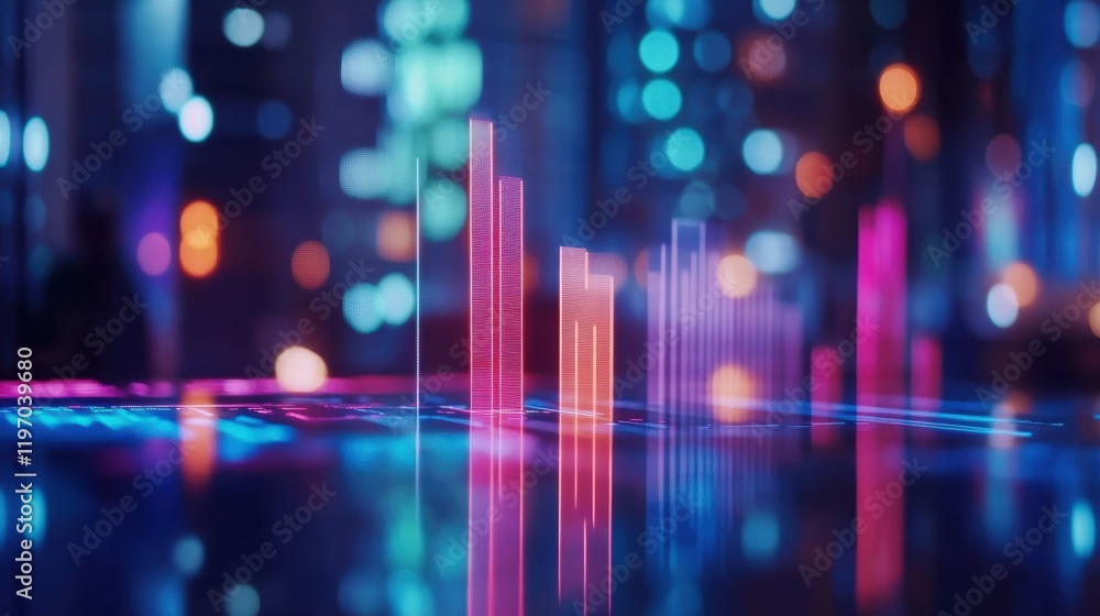 Aufkleber business forecasts with bar graph projections on digital table high-tech environment modern viewpoin