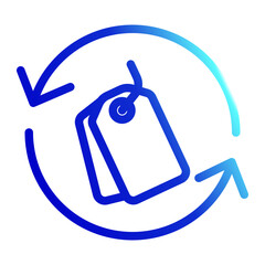 Repeat Icon With Tag Line Gradient Style for Purchase or Sales Themes