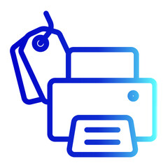 Print Tag Icon With Tag Line Gradient Style for Purchase or Sales Themes