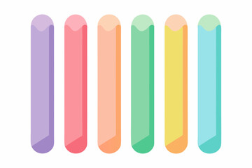 Pastel colored chalk sticks on a white background vector art illustration