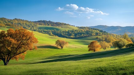 Fototapeta premium Solitary Tree in Autumn Sunrise 