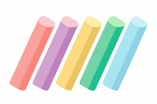 Pastel colored chalk sticks on a white background vector art illustration